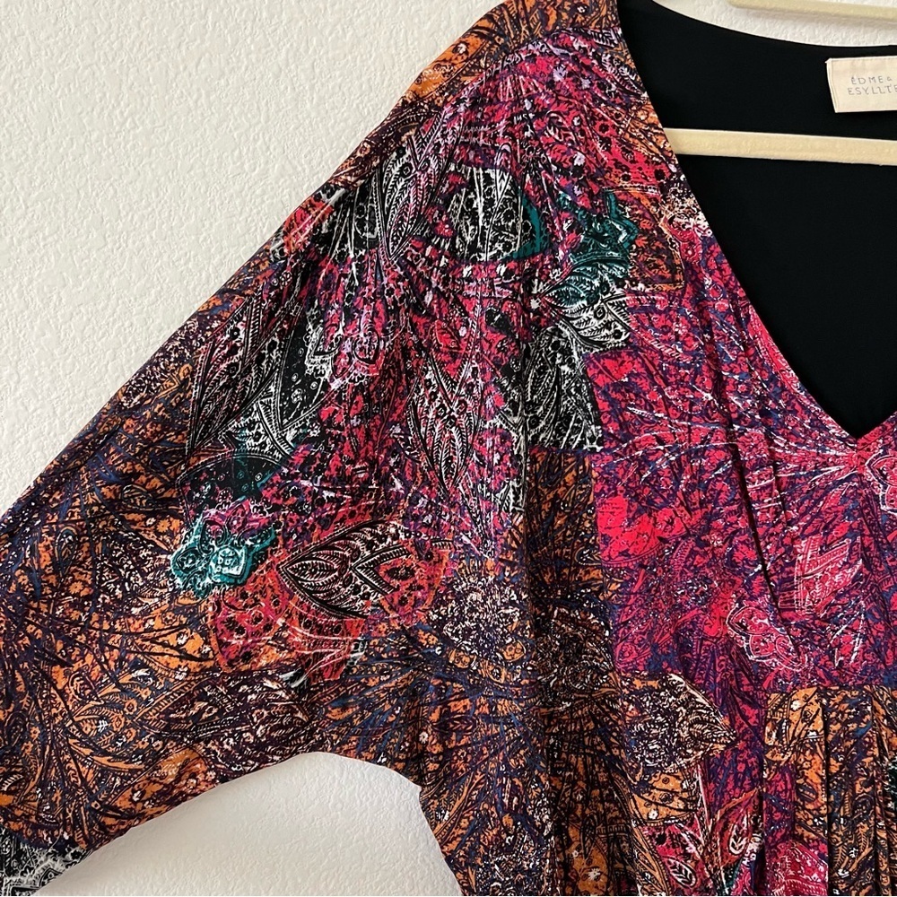 Anthropologie Edme & Esyllte Chromatique Abstract Shift Dress Boho Large - Picture 7 of 16